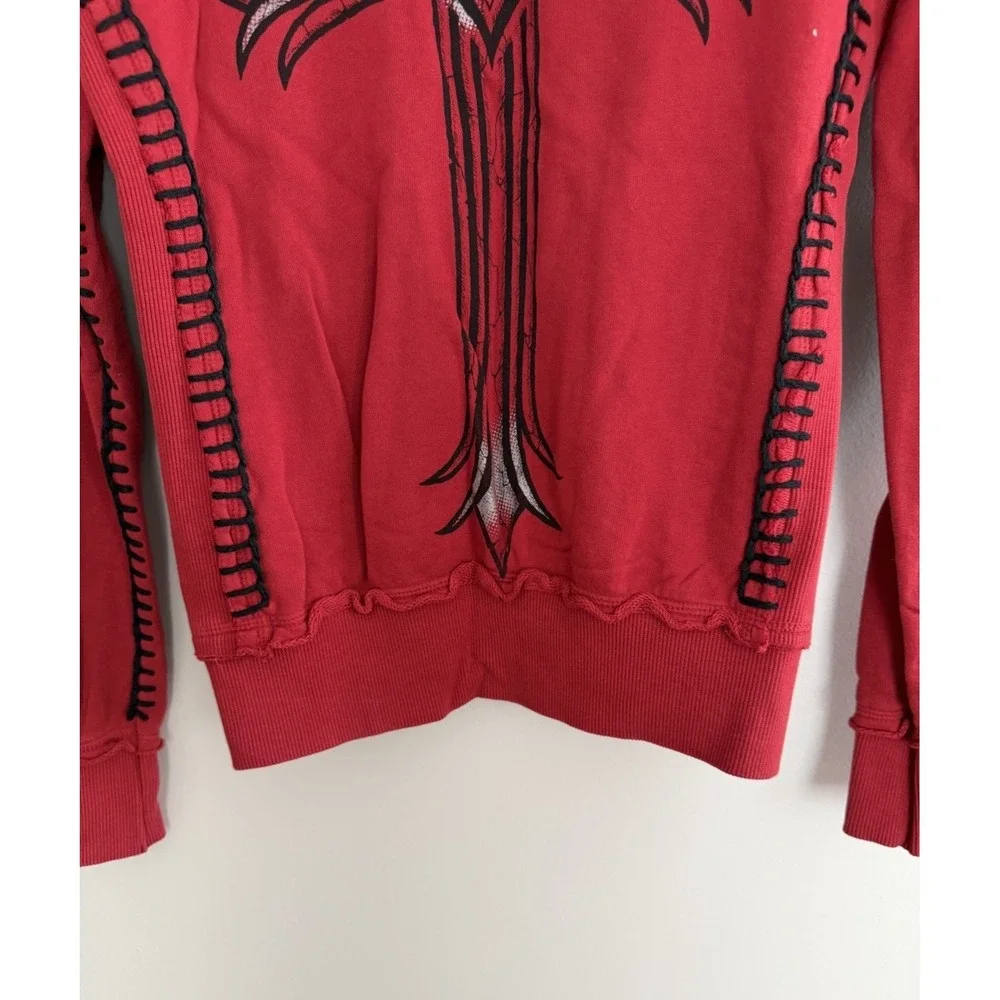 Sinful by Affliction Y2K Hoodie Cyber Grunge Goth Red Women's Size Small - Picture 6 of 10